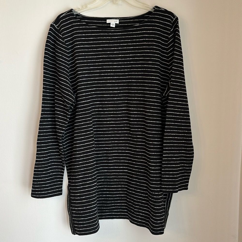 J. Jill Black and White Striped Crew Neck Sweater. Runs long/large.